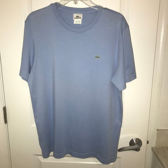 Lacoste Men's Crew Neck 100% Cotton Blue T-Shirt - Picture 1 of 9